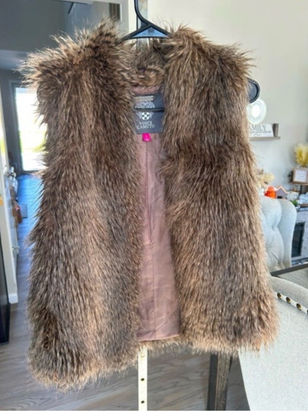 🌸 Vince Camuto Brown Faux Fur Vest
